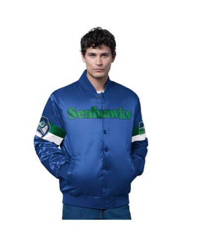 Мужская куртка Starter Royal Seattle Seahawks Triple Option Satin Varsity Vintage Logo Full-Snap
