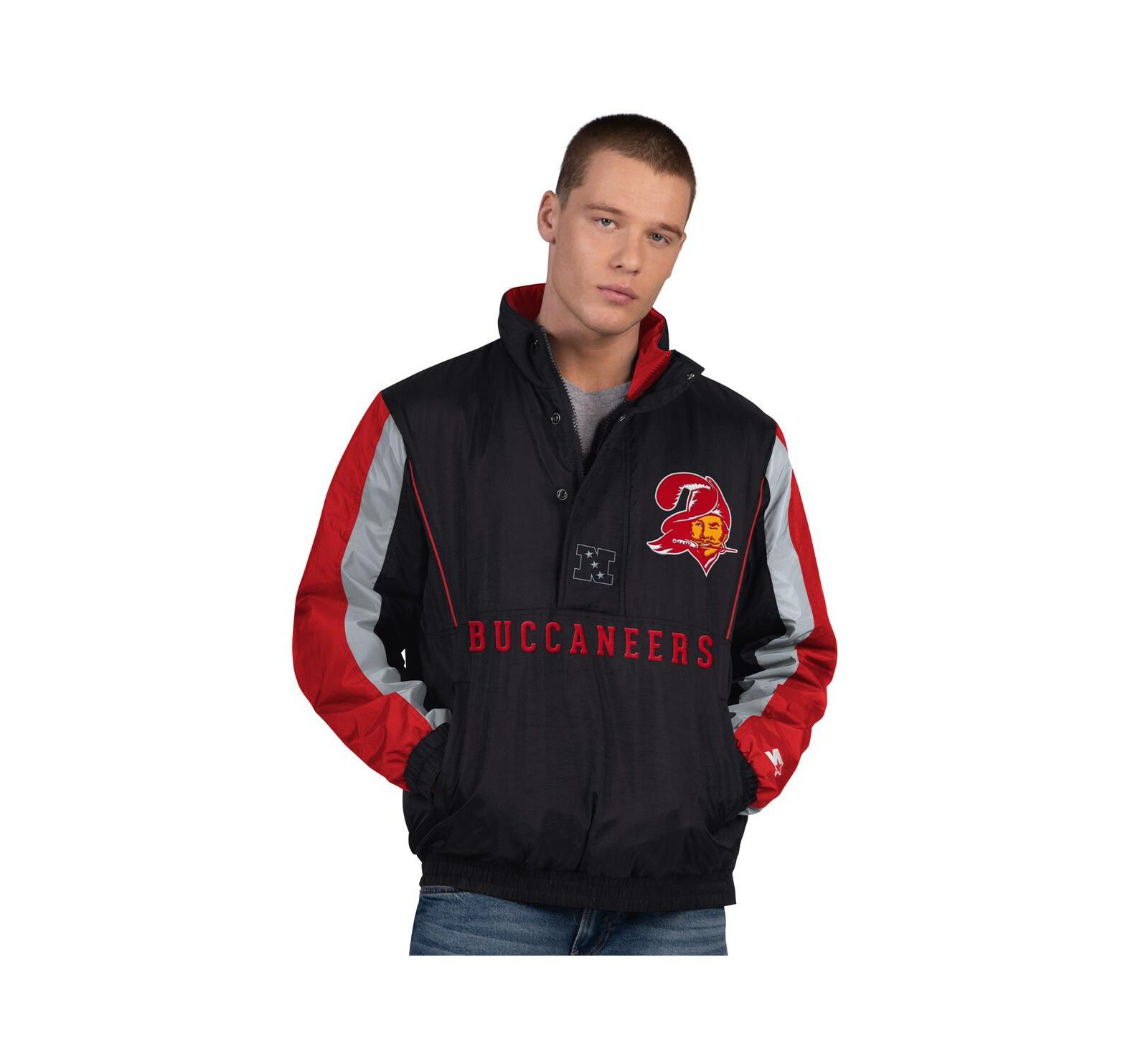 Starter Men's Black Tampa Bay Buccaneers Thursday Night Gridiron Vintage Logo Half-Zip Jacket