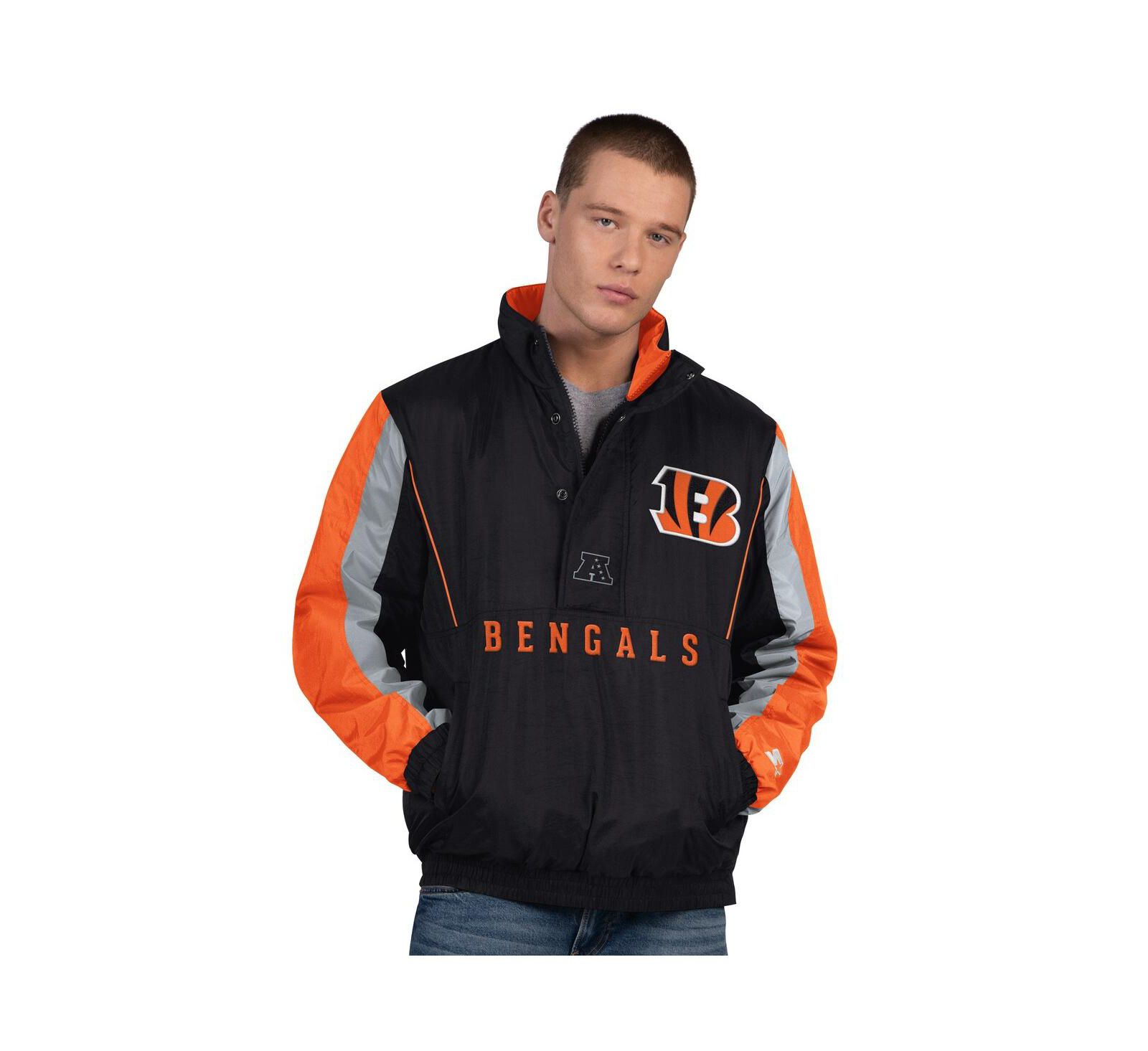 Мужская куртка Starter Cincinnati Bengals Thursday Night Gridiron Half-Zip Black