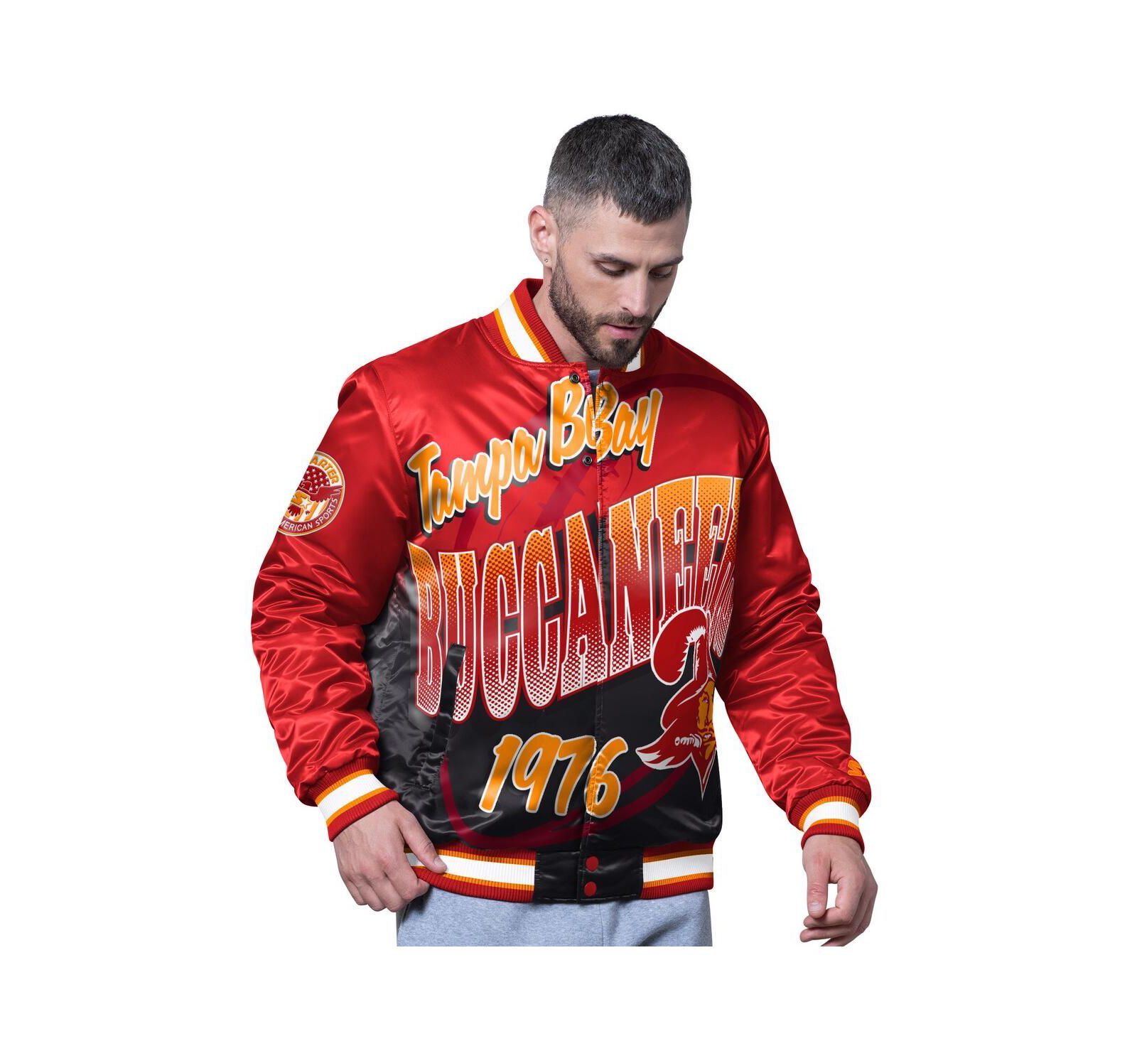 Starter Men's Red Tampa Bay Buccaneers Retro Pass Rush Varsity Full-Snap Jacket