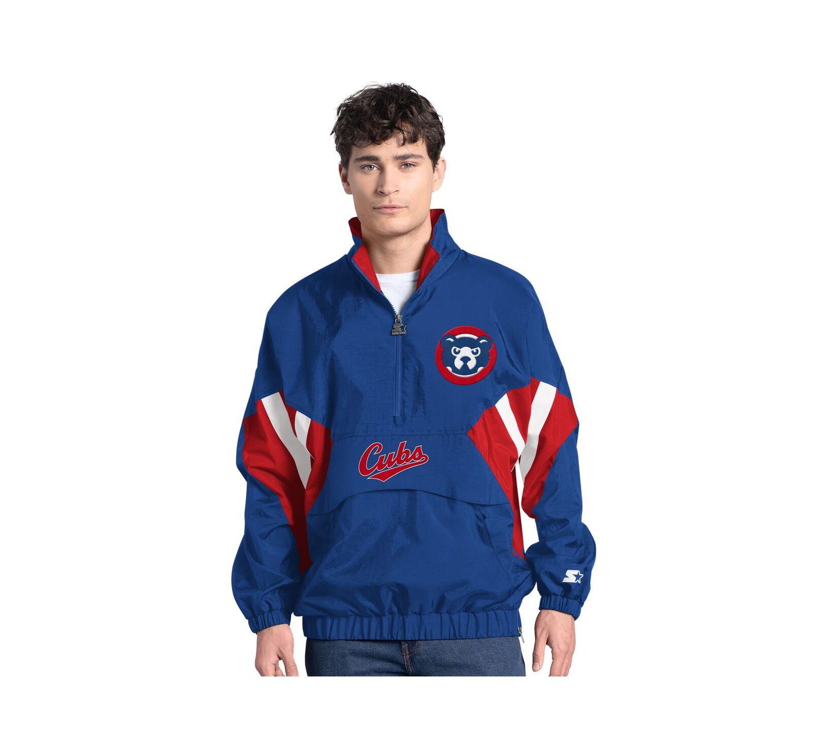 Starter Men's Royal Chicago Cubs Cooperstown Chief Half-Zip Pullover Hoodie