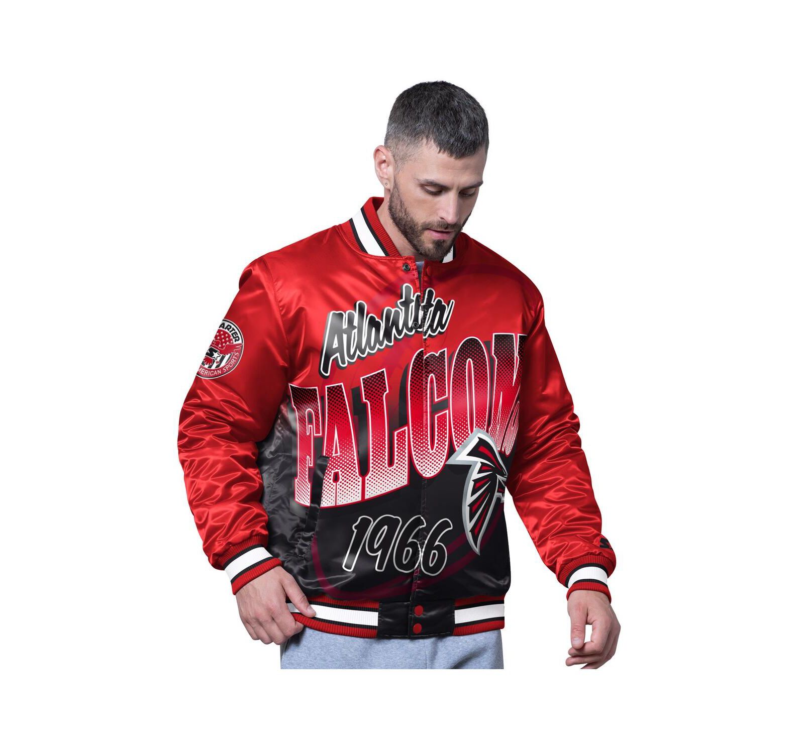 Starter Men's Red Atlanta Falcons Pass Rush Varsity Full-Snap Jacket