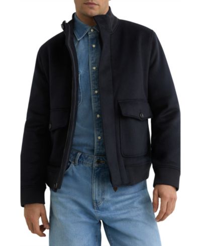 REISS Men's Hadley Wool-Blend Funnel-Neck Bomber Jacket