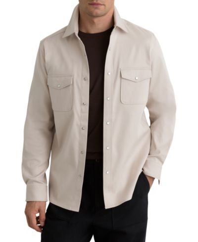 REISS Men's Mcrae Cotton-Twill Twin-Pocket Stretch Overshirt