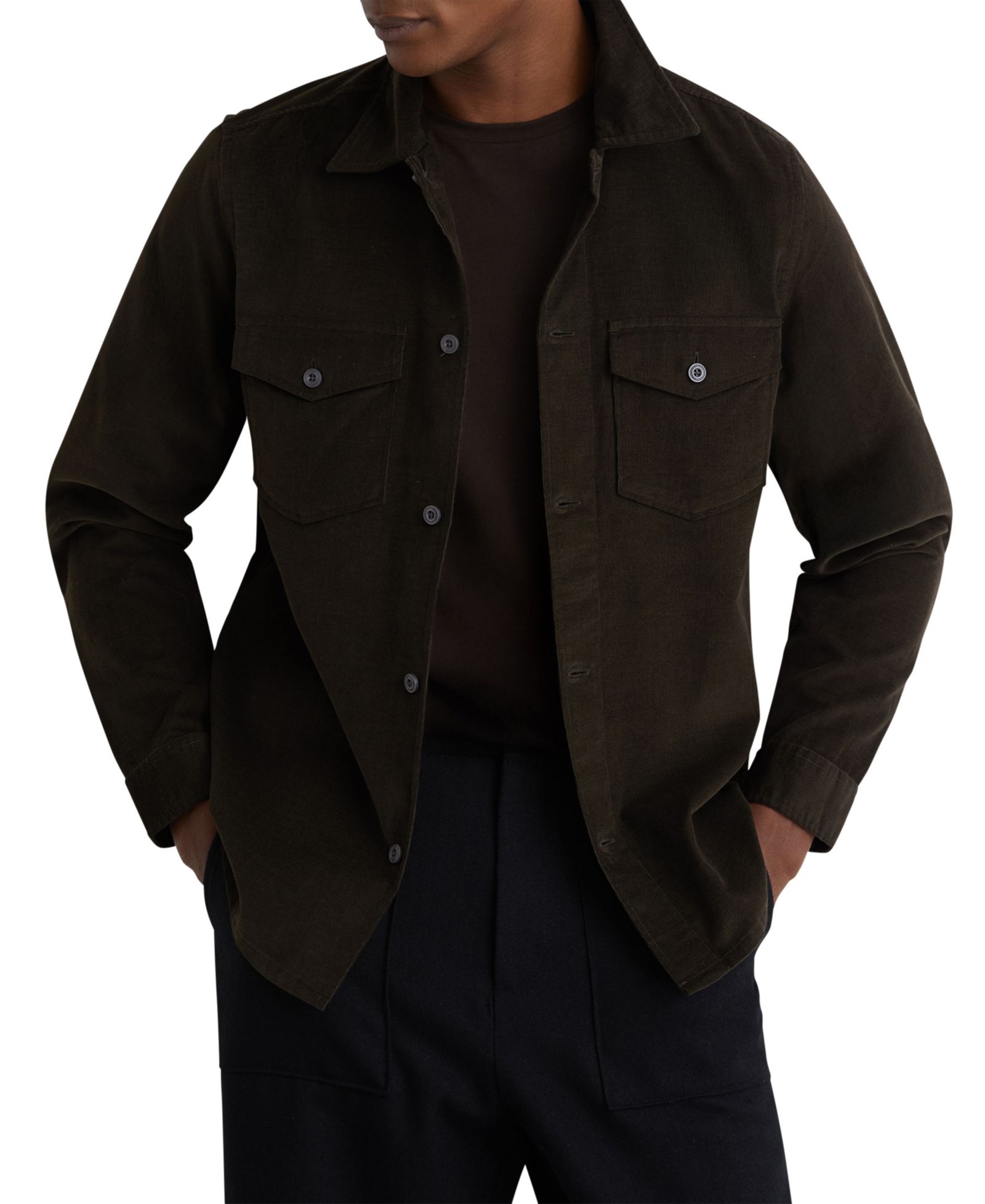 REISS Men's Kai Corduroy Twin-Pocket Overshirt