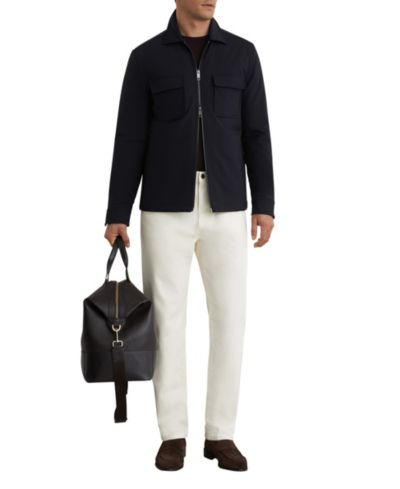 REISS Men's Oshei Technical Quilted Zip-Front Overshirt