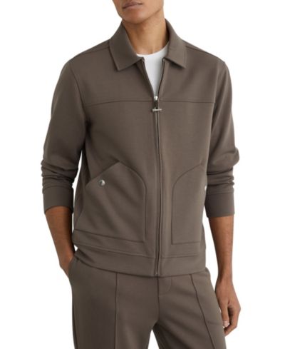REISS Men's Newland Premium Interlock Zip-Through Overshirt