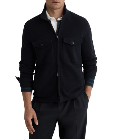 Мужская шерстяная рубашка REISS Dunstall Knitted Zip-Through Overshirt