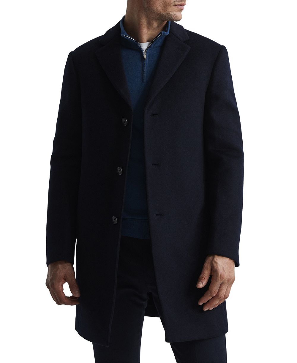 REISS Men's Gable Wool-Blend Single-Breasted Mid-Length Overcoat