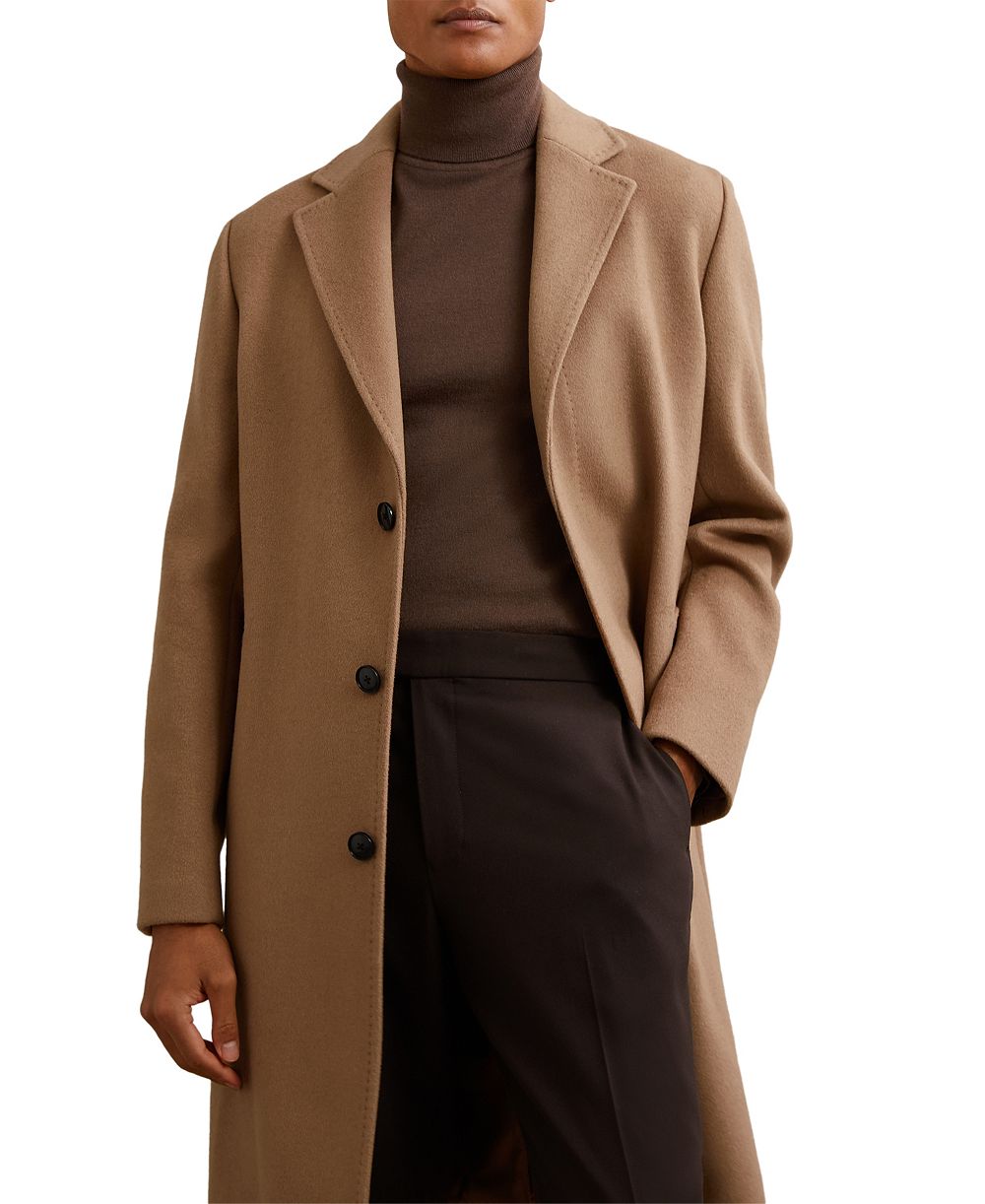 REISS Men's Empire Wool-Blend Single-Breasted Relaxed-Fit Overcoat