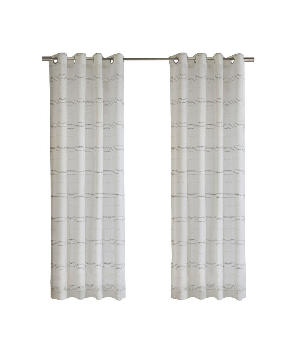Шторная панель Habitat 100% Polyester Jasper, имитация льна в полоску, 52" x 63'