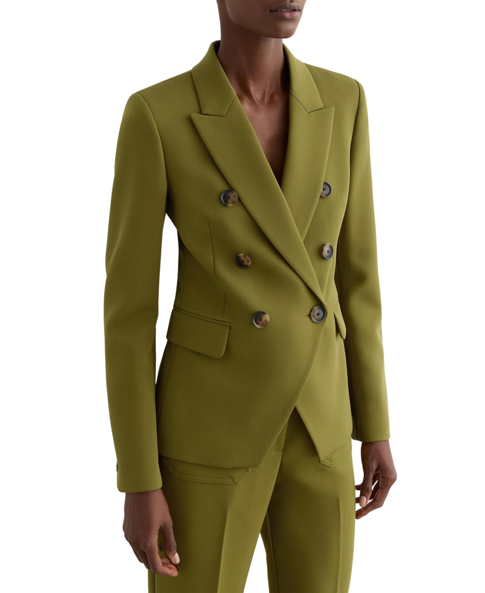 REISS Women's Priya Twill Double-Breasted Blazer