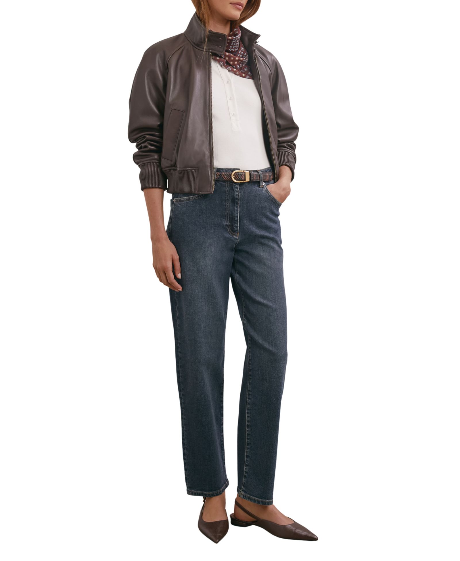 REISS Women's Selin Mid-Rise Straight-Leg Jeans