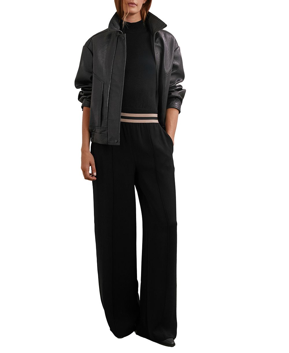 REISS Women's Sonnie Wide-Leg Elasticated-Waistband pants
