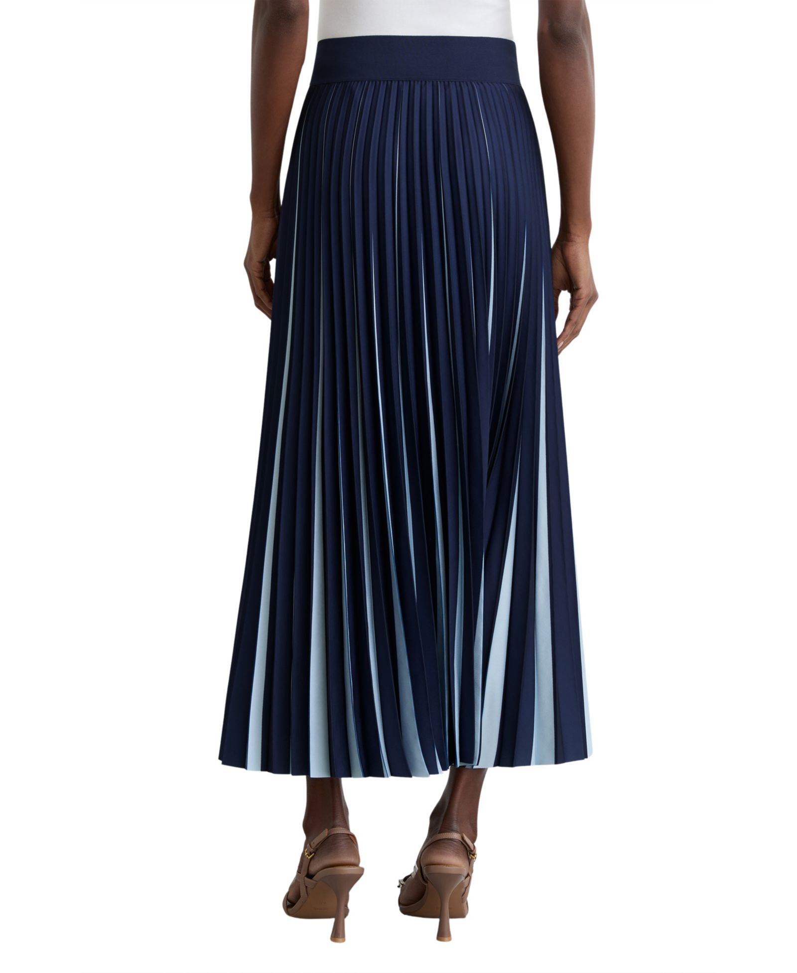 REISS Women's Serena Contrast Pleated Midi Skirt