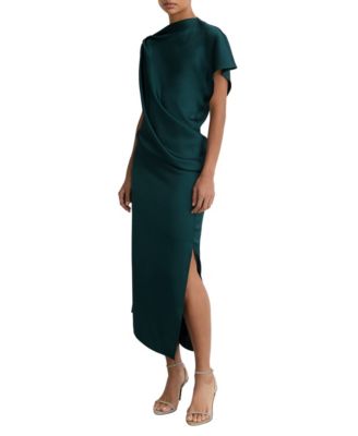 REISS женское миди-платье Kenzie из сатина с асимметричным драпированием