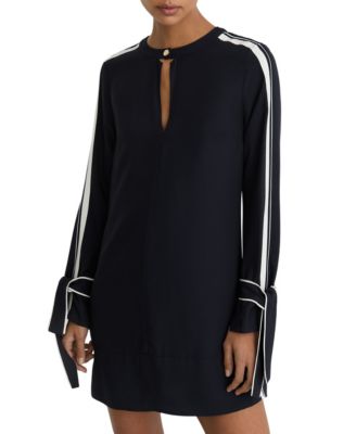 REISS Women's Tammy Long-Sleeve Mini Shift Dress with Contrast Tipping