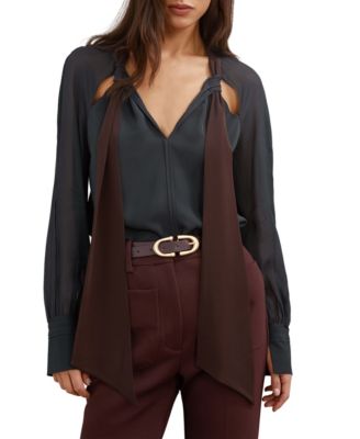 REISS женская блузка с вырезом и завязками на шее Jasmine
