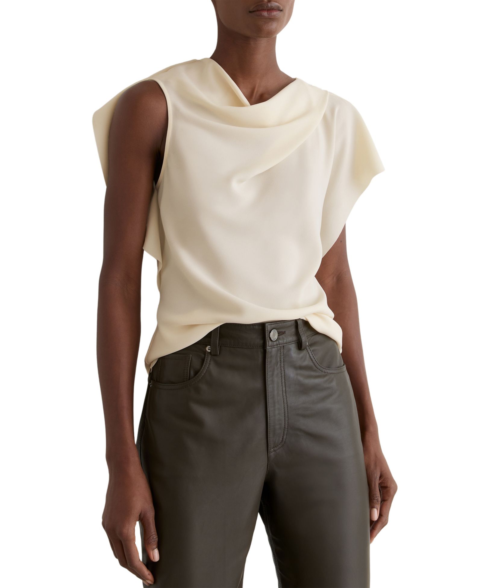 REISS Women's Natalie Drape-Neck Top