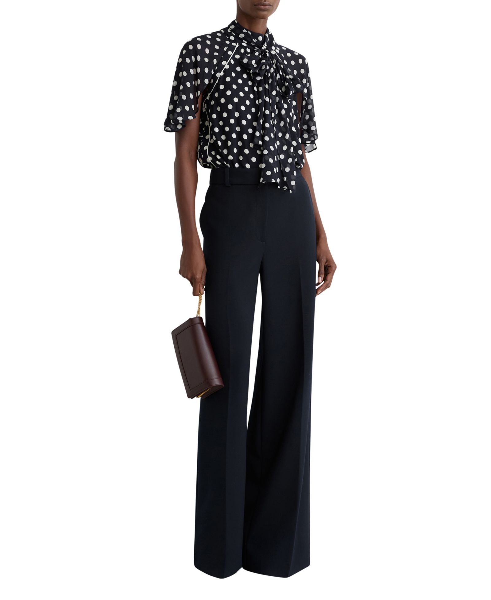 Блузка REISS Women's Aliana Polka-Dot Tie-Neck