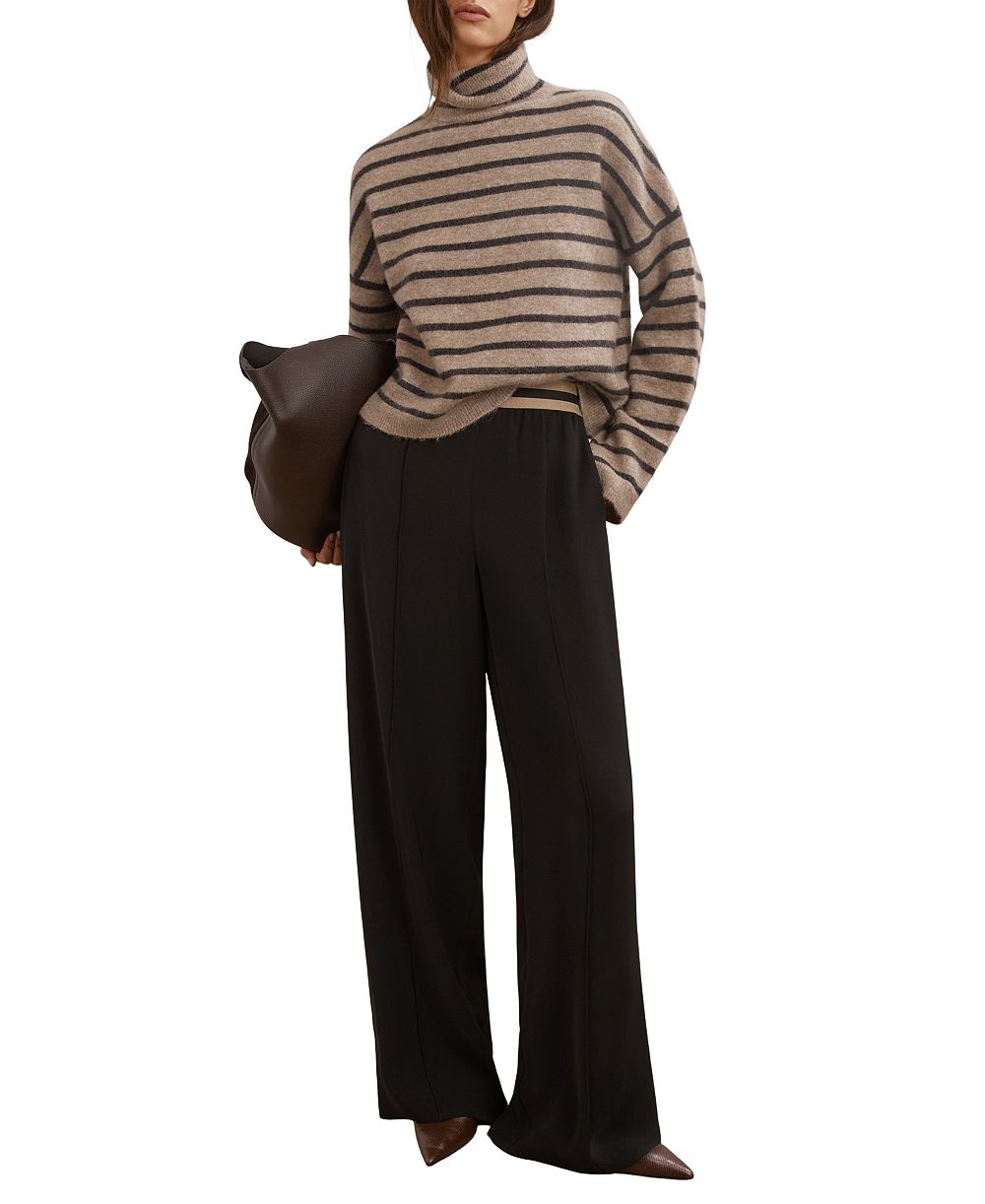REISS Women's Wynn Stripe Roll-Neck with Wool Sweater