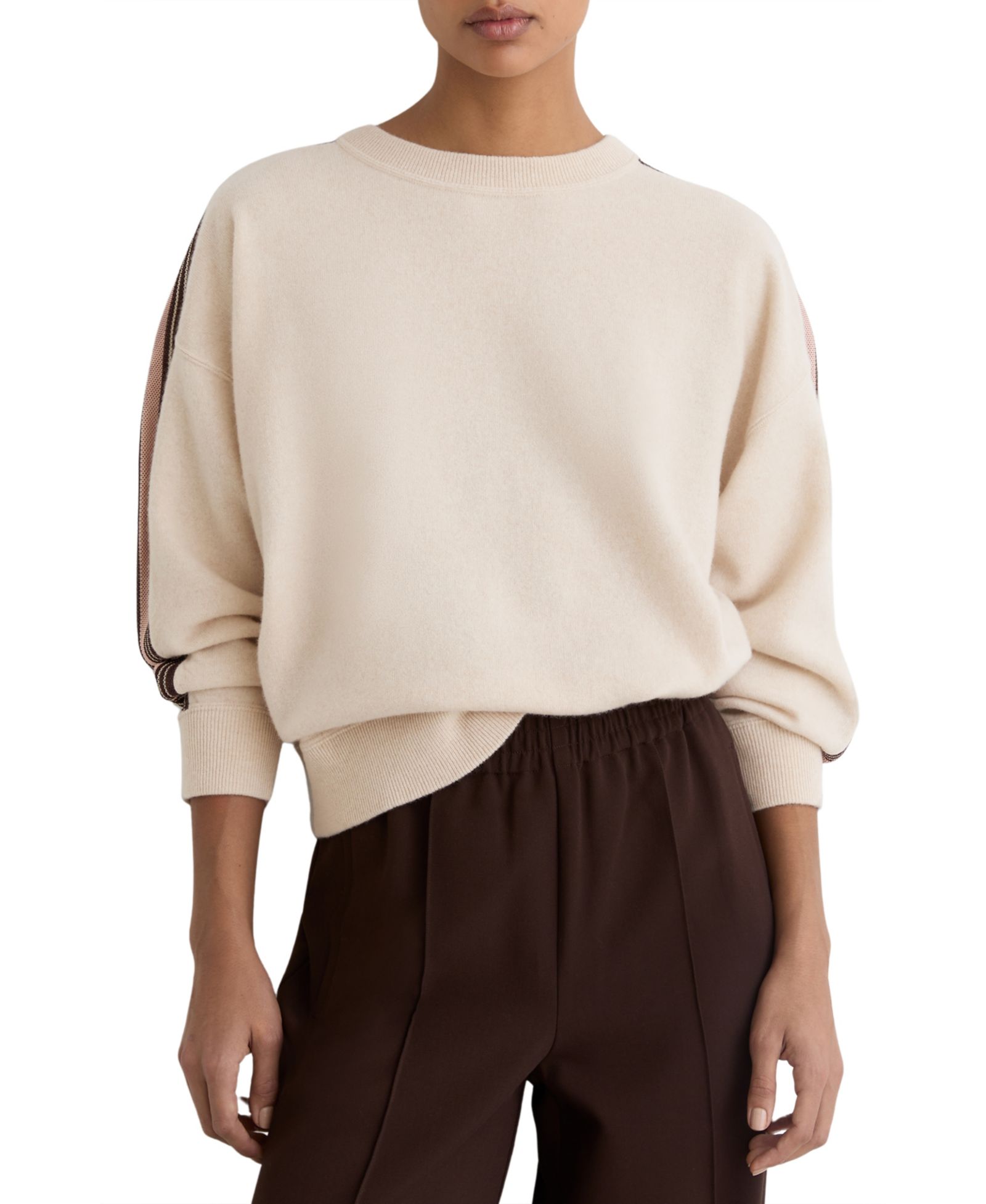 REISS Women's Carli Wool-Cashmere Side-Stripe Jumper