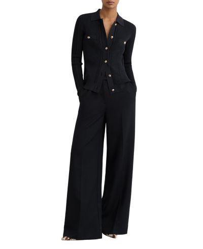 Трикотажный топ REISS Women's Harri Button-Through с воротником