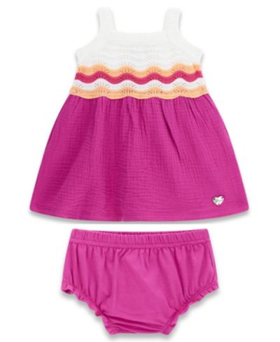 GUESS Baby Girls' Sleeveless Crochet Dress and Matching Bloomer