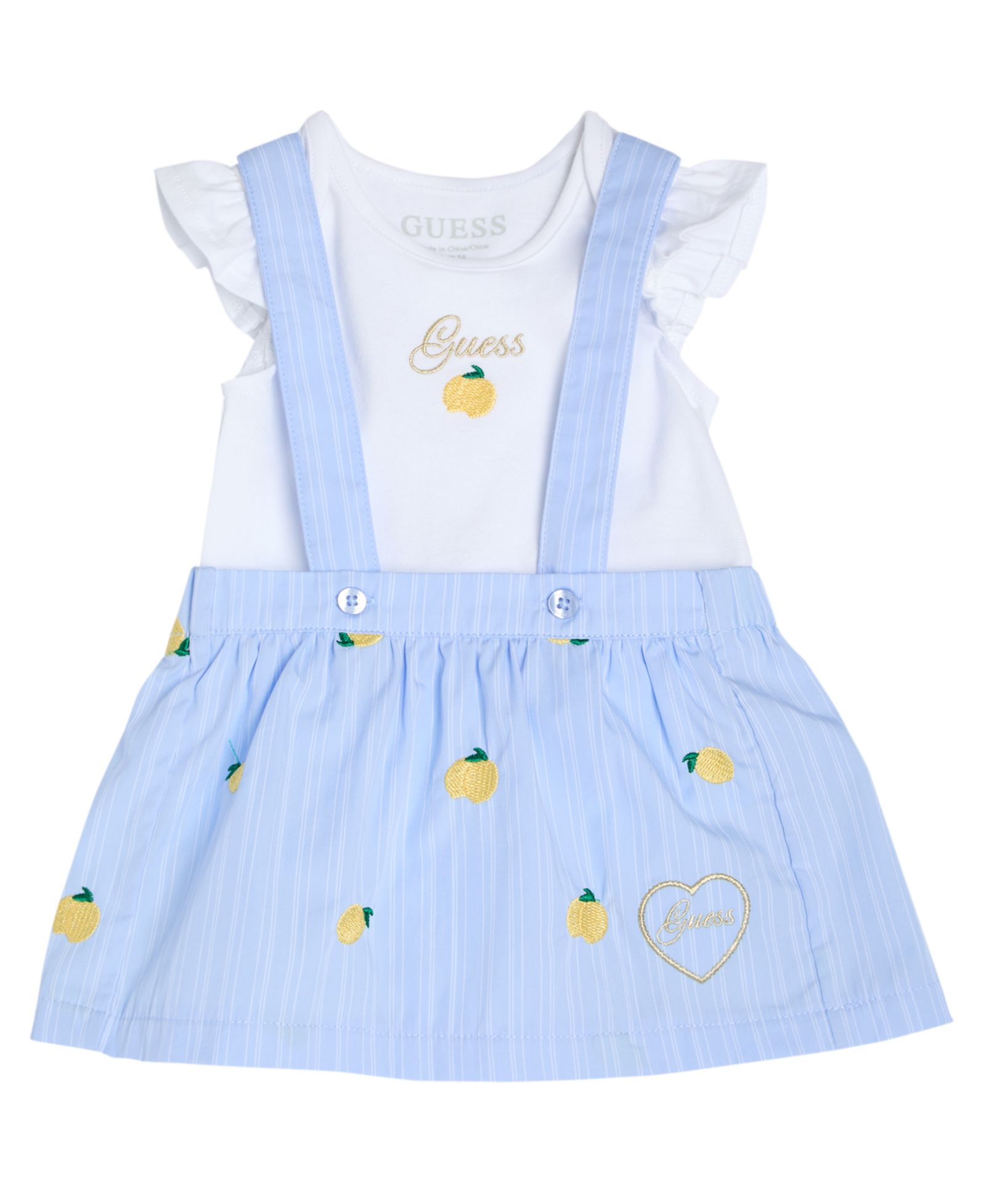 Комплект для девочек GUESS: боди с коротким рукавом и юбка-сарафан в полоску, 2 части
