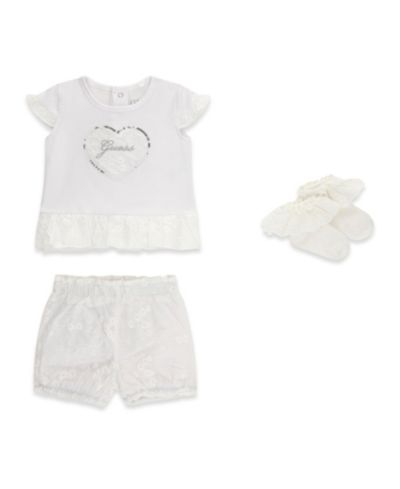 GUESS Baby Girls' Short-Sleeve T-Shirt, Shorts & Sock, 3-Piece Set