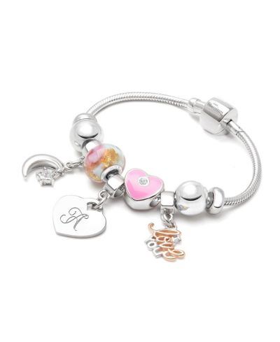 Браслет Tiny Blessings Little Girls Sterling Silver Adore Charm Engraved Initial