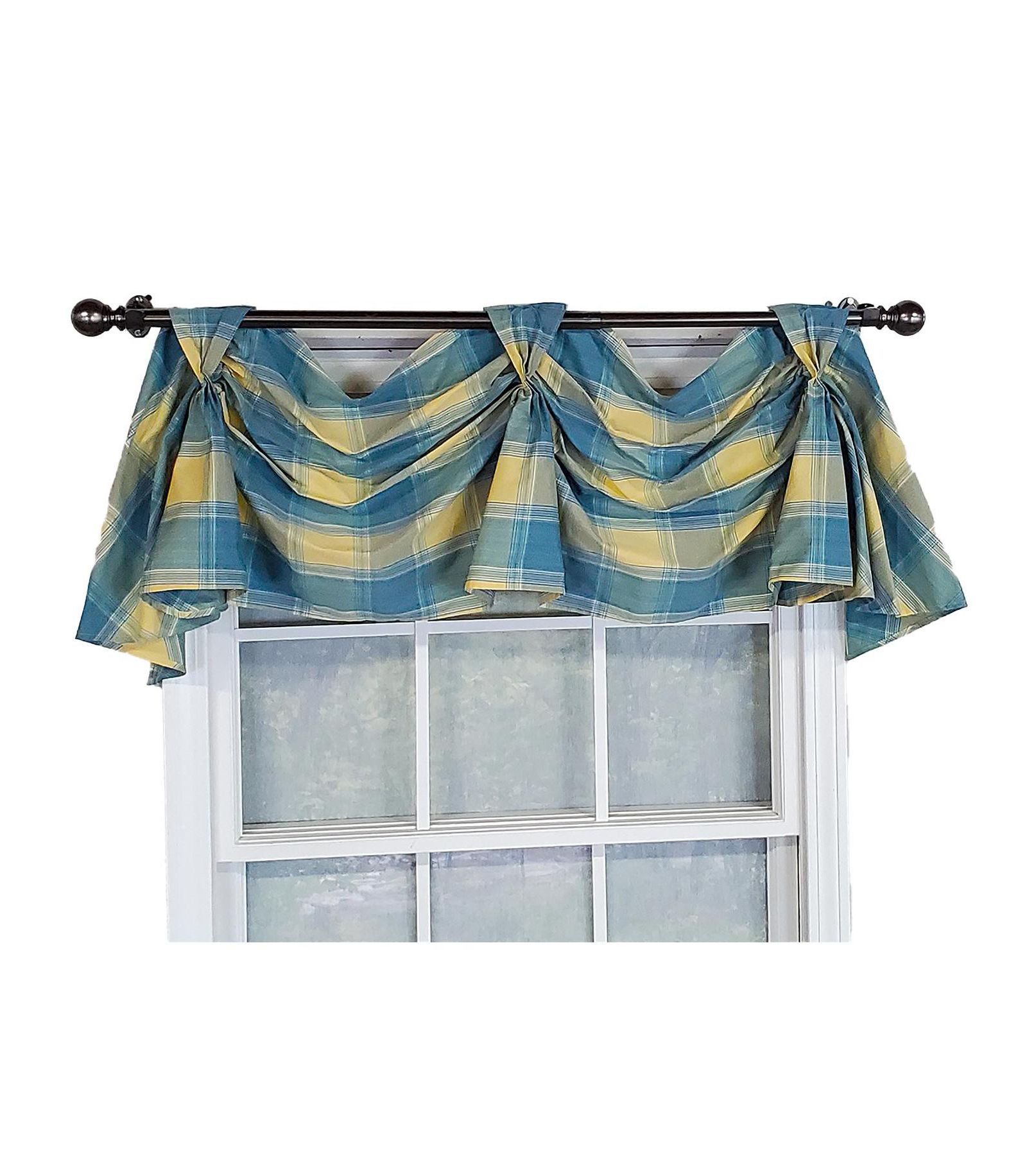 RLF Home Duncaster 2-Scoop Celebration Cotton with Fully Lined 3" Rod Pocket Valnance for Windows