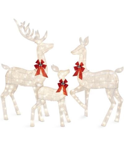 Best Choice Products 6.5ft 3-Piece Lighted Christmas Deer Set Outdoor Yard Decoration with 385 LED Lights, Stakes