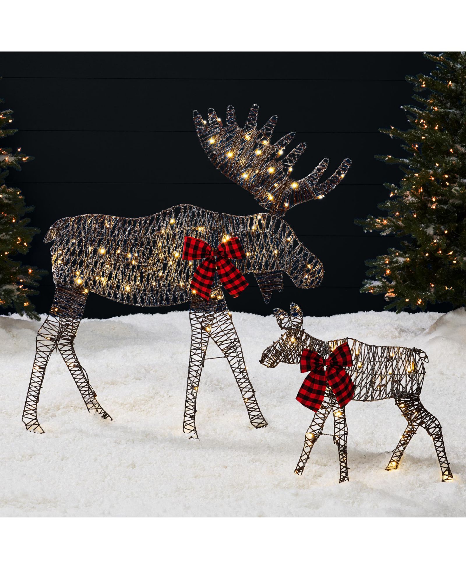 Best Choice Products 4ft 2-Piece Lighted 2D Christmas Moose Set Outdoor Decor w/ 125 LED Lights, Stakes