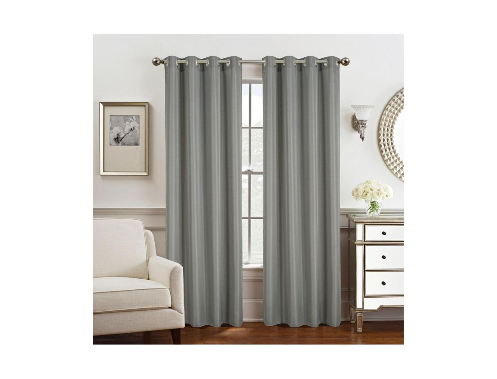 Пара штор Olivia Gray Gilbert Solid Single Grommet, 54x84", Charcoal