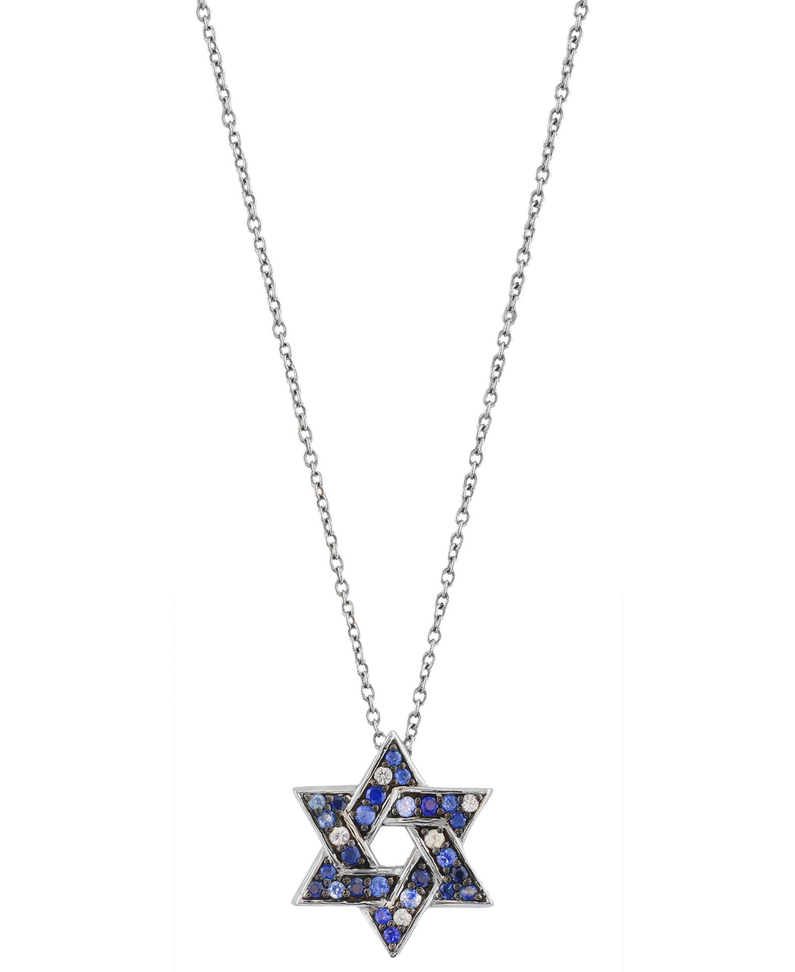 Подвеска ожерелье EFFY Collection с белым сапфиром (1/20 ct. t.w.) и синим сапфиром (1/3 ct. t.w.) из стерлингового серебра с черным родием