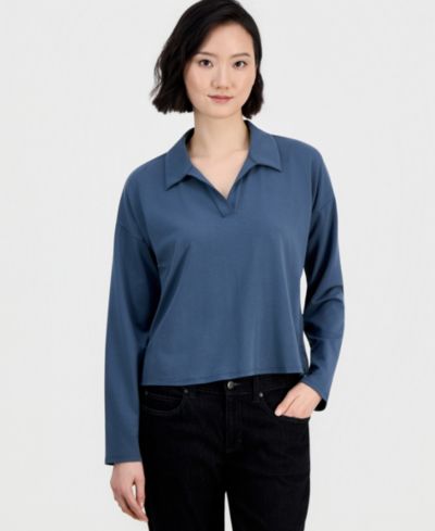Женский топ Eileen Fisher Petite Boxy Long-Sleeve Henley