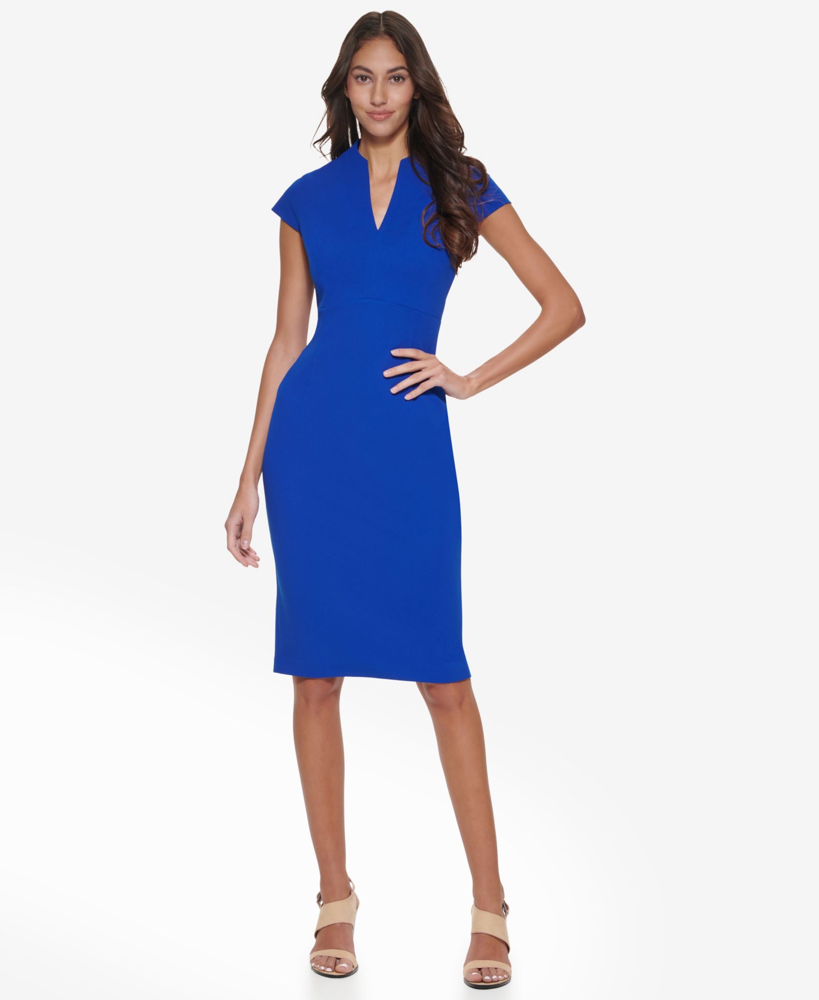 Calvin Klein Petite Split V-Neck Sheath Dress