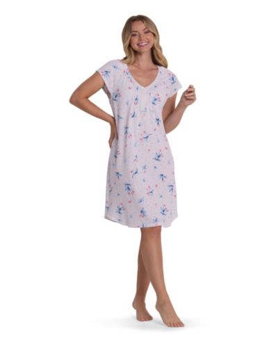 Miss Elaine Женская ночная рубашка Short-Sleeve Printed Short Nightgown