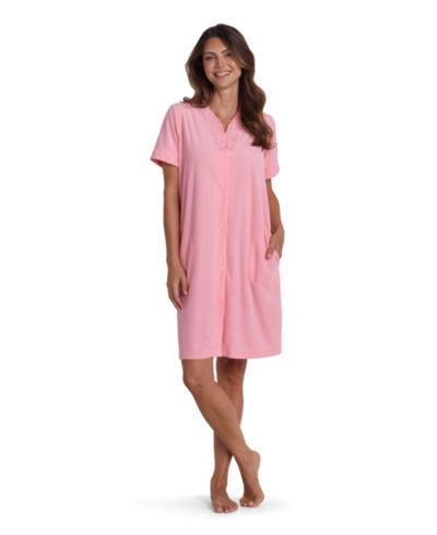 Miss Elaine Women's Short-Sleeve Solid Short Grip Robe