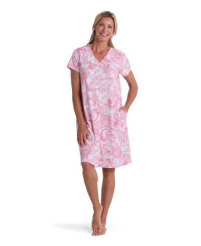 Miss Elaine Women's Short-Sleeve Printed Short Grip Robe