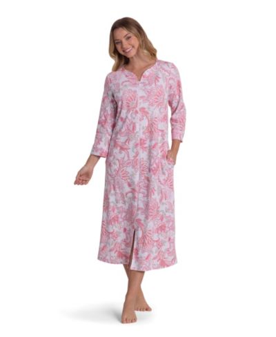 Miss Elaine Women's Long-Sleeve Printed Long Zip Robe