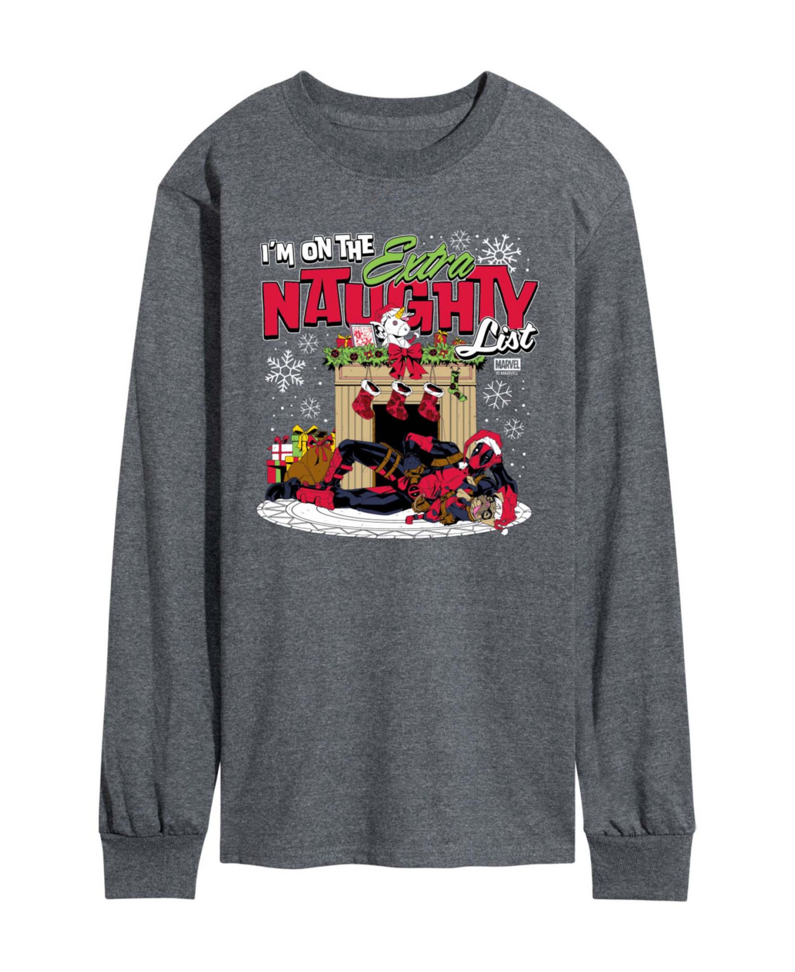 AIRWAVES Men's Marvel Deadpool Extra Naughty Long-Sleeve Graphic T-Shirt