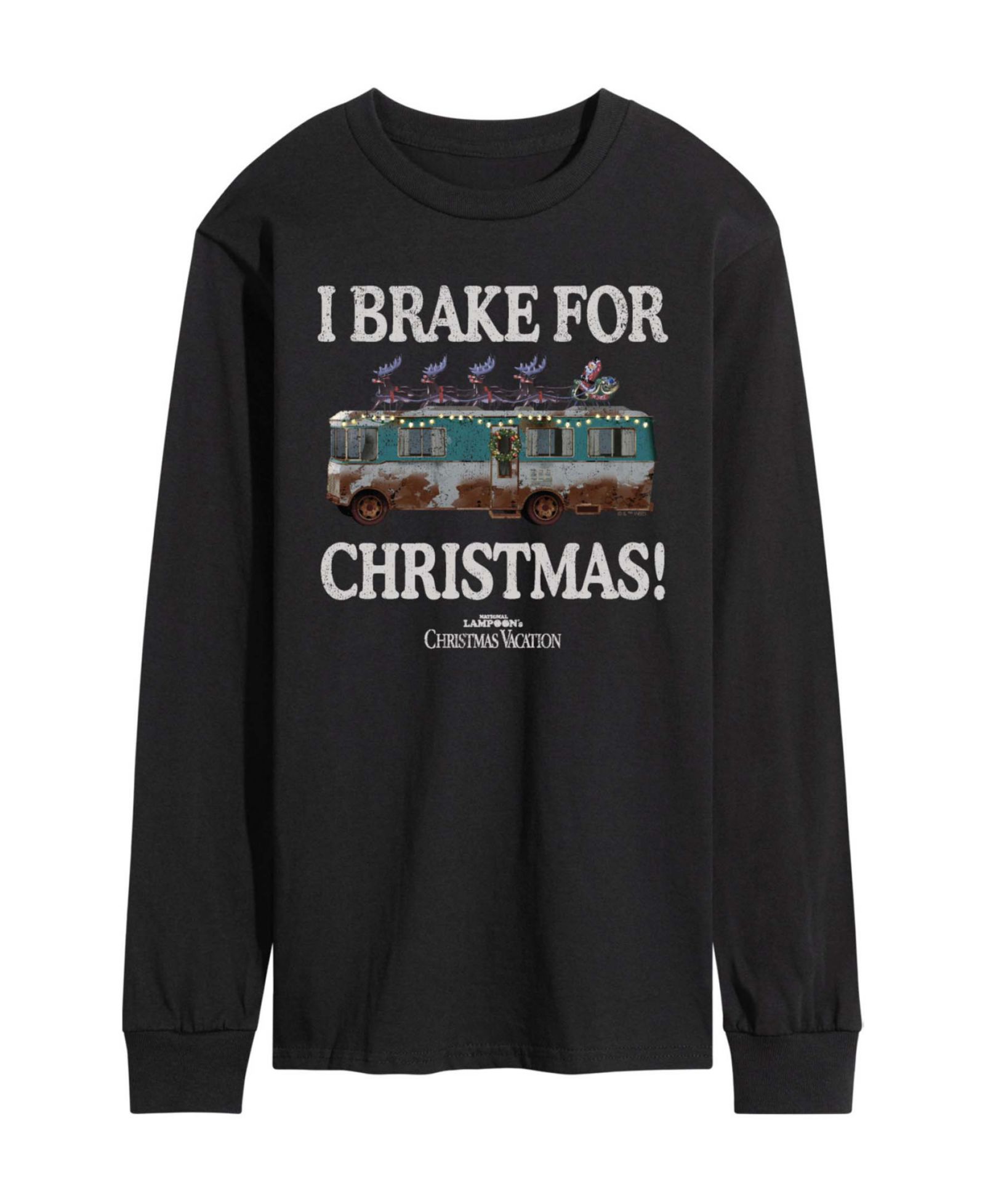 AIRWAVES Мужская футболка с длинным рукавом и графическим принтом I Brake For Christmas
