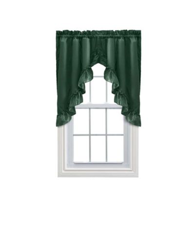 Ellis Curtain Ellis Stacey 1.5" Rod Pocket High Quality Fabric Solid Color Window Ruffled Swag 60"x38" Harvest