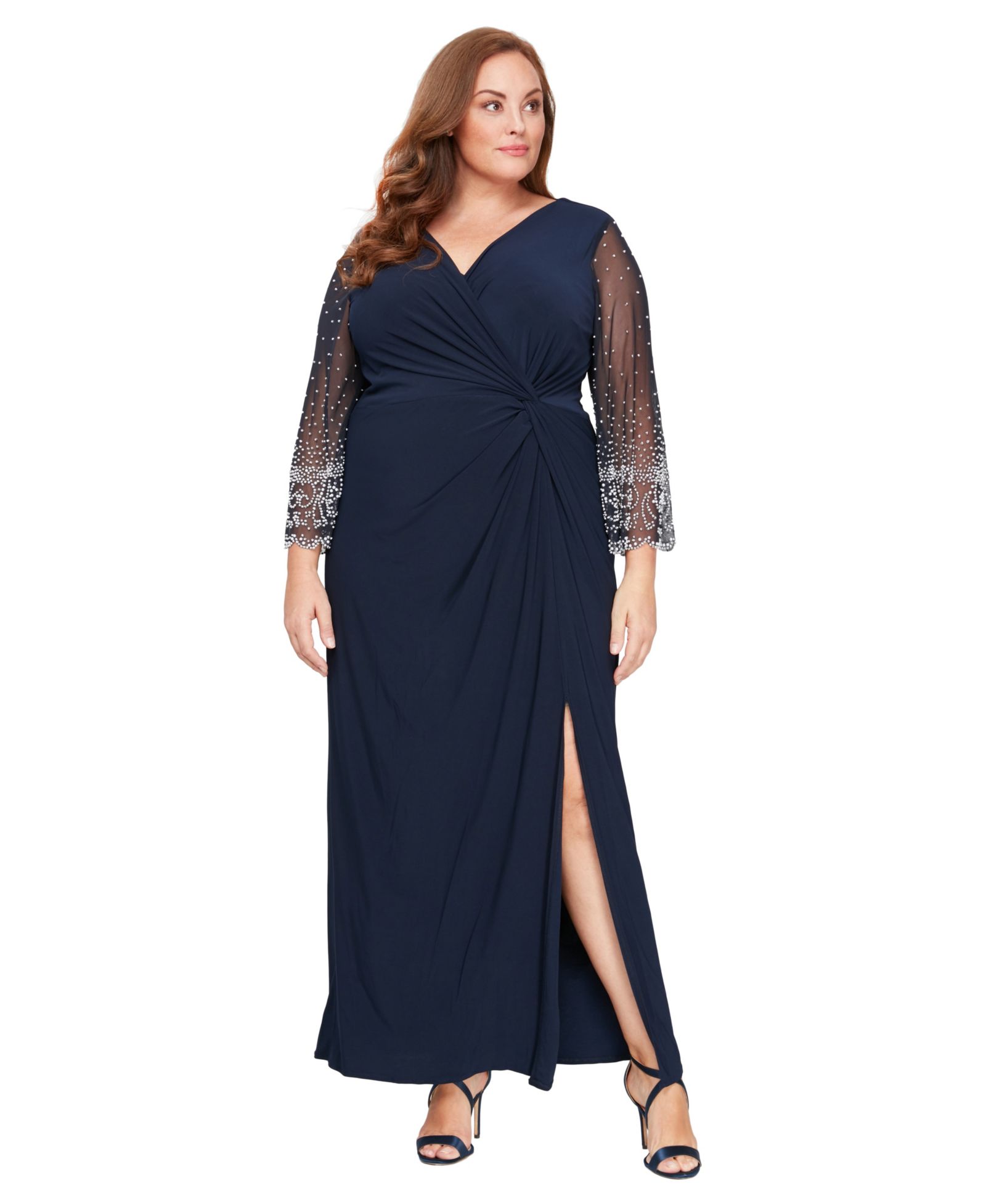 Alex Evenings Plus Size Embellished V-Neck Dress