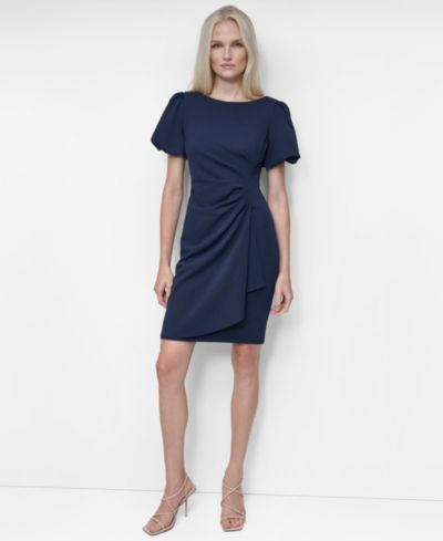 Женское платье-футляр DKNY с воланами на рукавах из крепового скраба