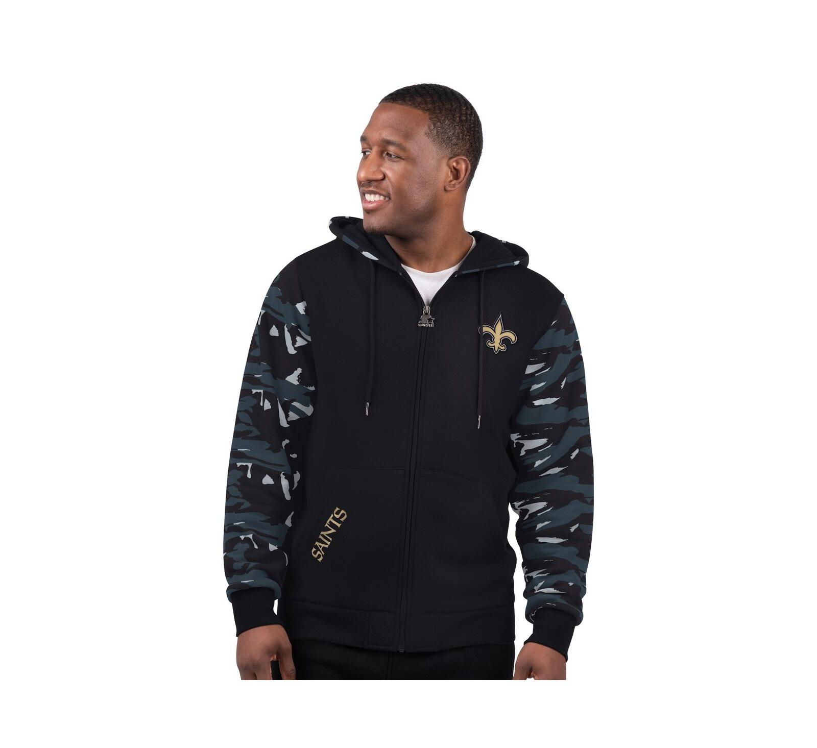 Мужское худи Starter Black New Orleans Saints Thursday Night Gridiron Full-Zip