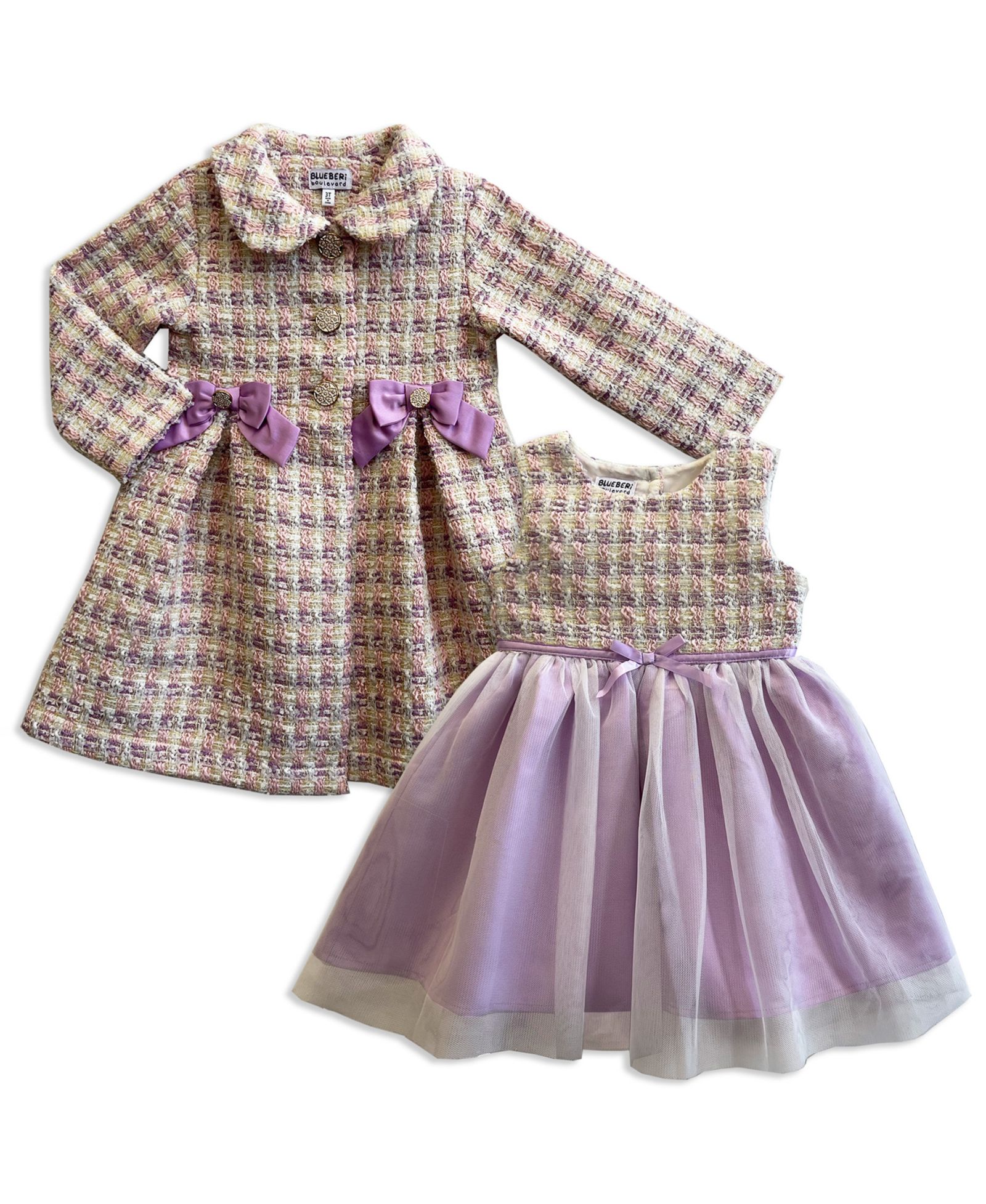 Комплект из 2-х предметов Blueberi Boulevard Girls' 2T-6X Long-Sleeve Coat and Dress