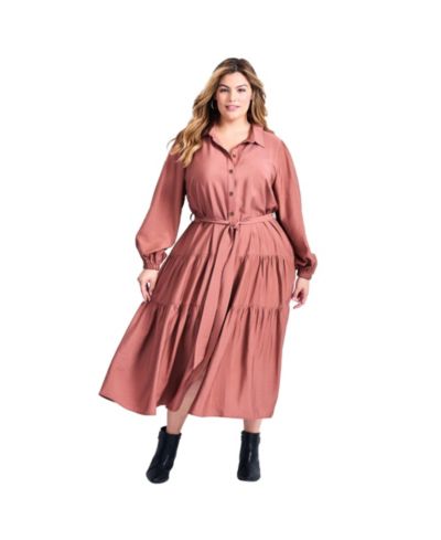 Avenue Women's Plus Size Marianne Tiered Shirtdress